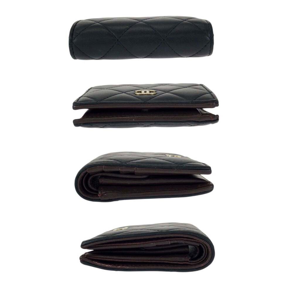 CHANEL Authentic Black Lambskin Leather Logo Wallet - Picture 10 of 10